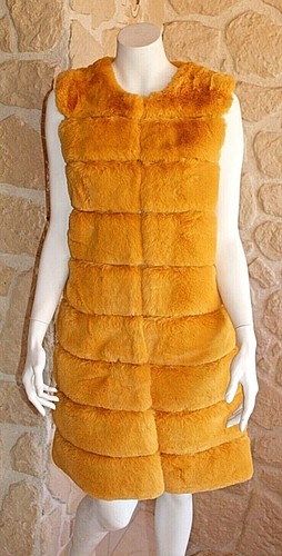 Veste longue sans manches ocre