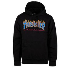 Thrasher Flame Logo Hoodie Noir Skate Hoody Black Blue