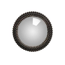 Miroir sorcière convexe billes noires 18x18cm