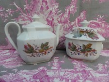 SUCRIER + VERSEUSE ANCIENNES  EN PORCELAINE DE PARIS BAYEUX VALENTINE ROSES XIX