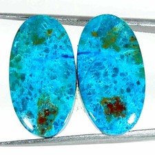 22.20Cts Naturel Shattuckite Ovale Paire Cabochon Ample Pierre Précieuse