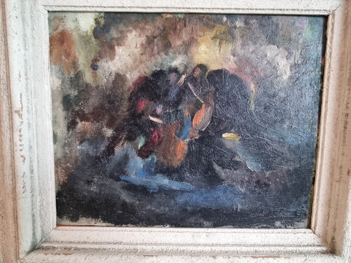 Huile sur panneau signée pol - sur,