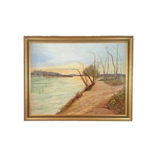 Tableau ancien signé Auguste BOUCHET Fils (1876-1937) HST Avignon LA BARTHELASSE