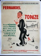 TOPAZE affiche FERNANDEL 60X80 MARCEL PAGNOL 1951  entoilée. DUBOUT linen back