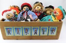 Lot de 6 anciennes marionnettes clown Françaises, marionnettes à Fils en bois 