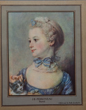 Grande Gravure  ancienne in-F : J.B. Perroneau pastel Pub de la belle jardinière