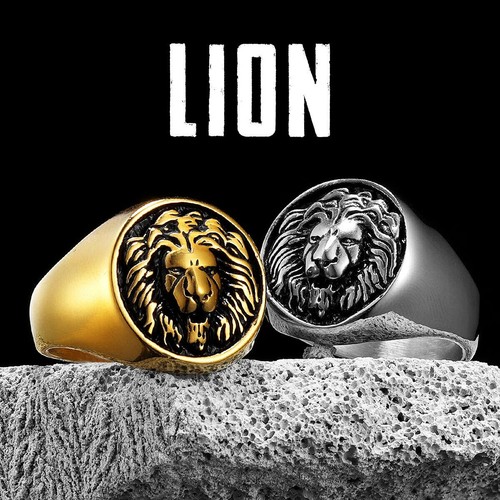 Bague punk homme tête - homme, lion