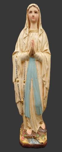 Vierge marie plâtre signée - vierge,