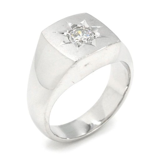 Bague chevalière diamant - bague,