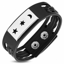 Bracelet en cuir PVC noir