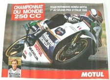 AFFICHE HUILE MOTUL MOTO HONDA 2500 NSR DOMINIQUE SARRON GP ITALIE 1988 80x60 cm