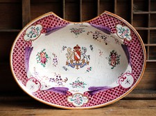 Antique Samson Shaving Dish Famille Rose French Ceramic Barbers Bowl Chinoiserie
