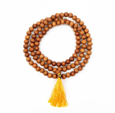 108 perles en bois de santal mala, collier mala bouddhiste méditation en bois...