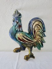 Plaque, coq en céramique émaillée vintage signée RIGO Bruxelles