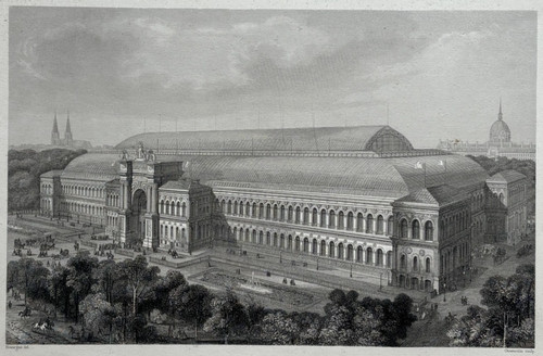 Palais industrie paris gravure - industrie,