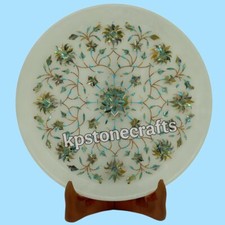 Plaque murale en marbre blanc 12" - Mosaïque Pietra Dura Art avec coquille Pa...