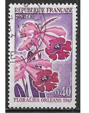 Timbre Obli. YT 1528 Floralies Orléans Fleurs Orchidées 1967