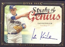IAN KINSLER 2008 UD MASTERPIECES STROKES OF GENIUS CERTIFIED AUTOGRAPH