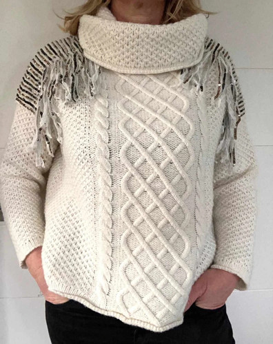 Pull twinset laine écru - écru, col