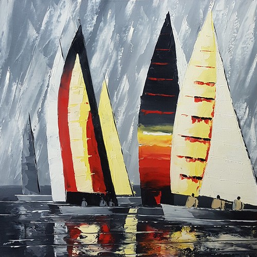Tableau peinture bateaux - tableau,