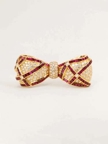 Broche noeud jaune rubis - noeud,