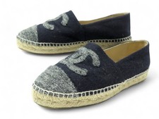 CHAUSSURES CHANEL ESPADRILLES G29762 LOGO CC 40 EN FEUTRE BLEU POCHON SHOES 800€