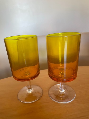 Lot verres pied orange - verres,