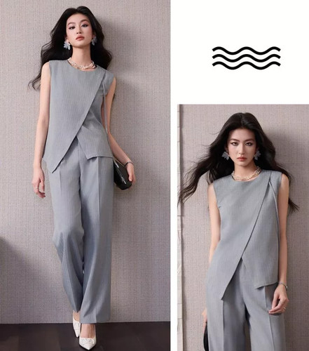 Tailleur femme gris clair top - clair,