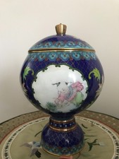 CLOISONNE POTICHE POT COUVERT