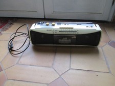 BOOMBOX  GHETTOBLASTER RADIO CASSETTE SHARP STEREO QT 250 BLANC + CABLE