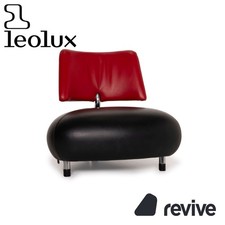 Leolux Pallone Fauteuil En Cuir Noir Rouge