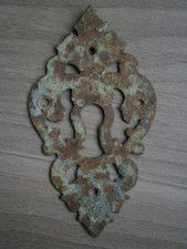 Plaque Entrée serrure Fer forgé c-1750 décor Porte Maison Classique Ancien