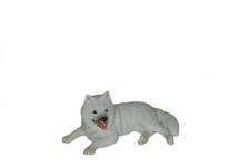 KLIMA Miniature en porcelaine - CHIEN SAMOYEDE COUCHE DOG