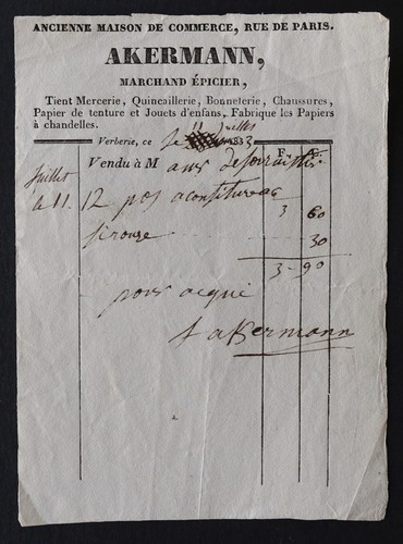 Facture verberie 1833 - verberie,