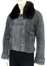 Gilet cardigan femme court fantaisie col fourrure gris délavé SO & CO NATHAN 44