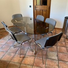 Table Roche Bobois et ses 6 chaises. 1970. 180x90.