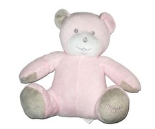 Doudou peluche ours rose gris