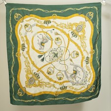 foulard carré soie Carven vintage 1960 1970 style classique harnais chainettes