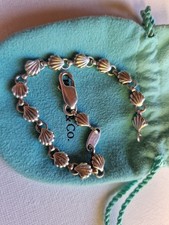 Tiffany & Co. Sea Shell Scallop link 925 Sterling Silver Bracelet. Rare 7.5"