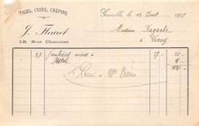 Facture  1919  J. FLEURET A GRENOBLE - M. RAGACHE A VINAY