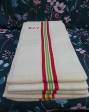 5 Torchons Métis fleur bleue initiales MJG très bon état 54X95 Vintage Rétro