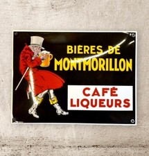Plaque émaillée MONTMORILLON bière café liqueurs enamel sign emailschild