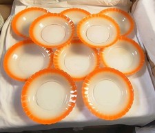 10 Assiettes Creuses Duralex Vintage Orange Marguerite