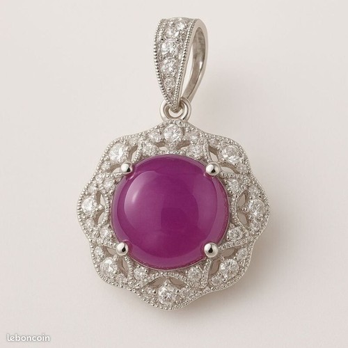 Pendentif argent sertie - en,