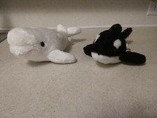 SeaWorld Beluga And Orca Stuffed Whales Vguc