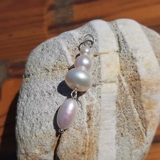 pendentif en perles de culture blanches naturelles plaqué or blanc