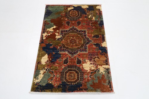 Tapis abstrait laine noué - abstrait, en