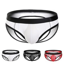 Homme Slip Mâle Maille Sexy Élégant Taille Basse Slip Élastique Translucide