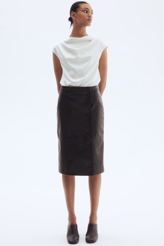 Jupe longue simili cuir - mi-longue,