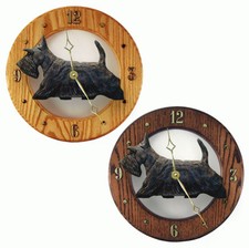 Horloge En Bois Scottish Terrier Noire